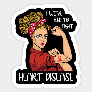 I Wear Red To Fight Heart Disease Awareness CHD Mom Day Gift Sticker